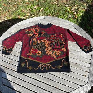 Arielle  large vintage floral sweater cottagecore whimsy‎ cozy winter